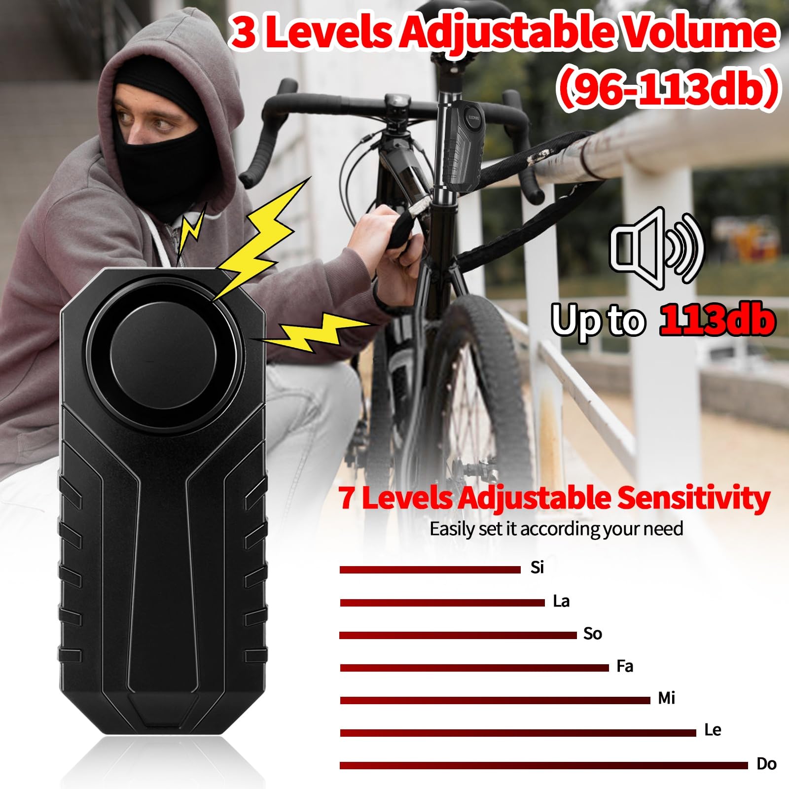113Db Loud Draadloze Fiets Anti-Diefstal Alarm Wat Deur Raam Trillingen Alarm Intelligente Afstandsbediening Alarm