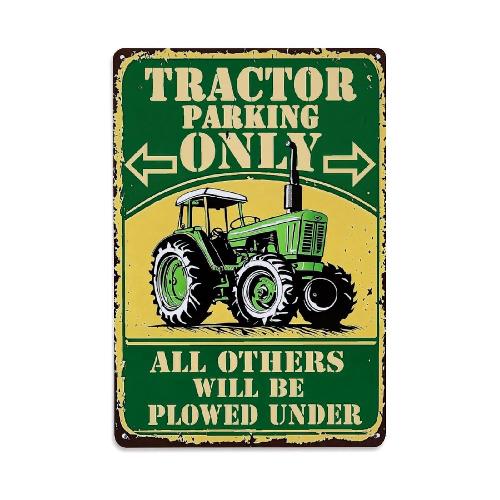 Tractor Parking Only Sign Retro Metal Tin Sign, Vintage Decor Art Poster for Bar, Home, Man Cave, Kitchen, Laundry Room Gift 8x12Inch