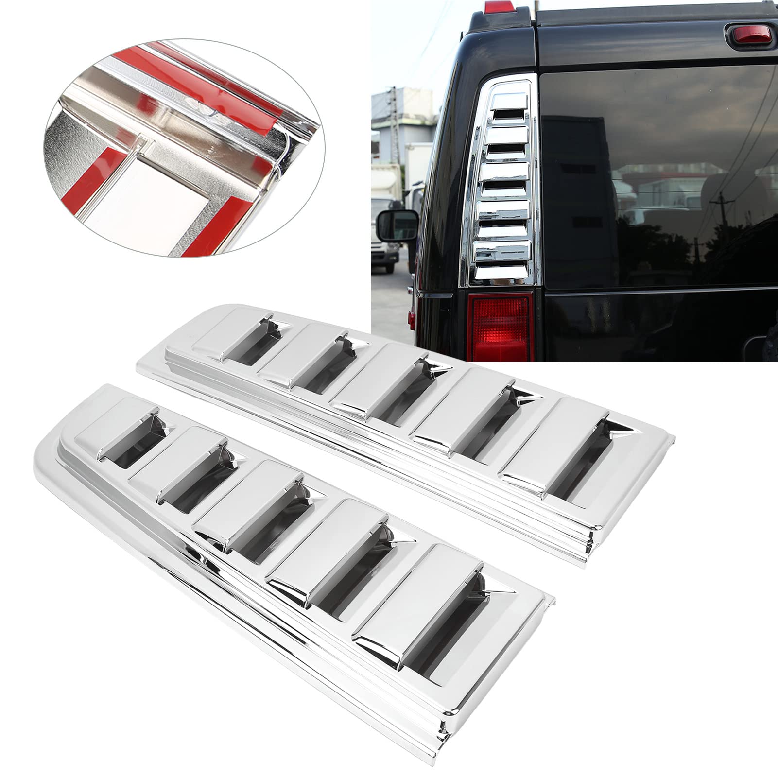 Cornice Decorativa per Fanale Posteriore per Auto, 2 Pezzi, Sostituzione Lucida Antiruggine per H2 2003‑2009, Migliora L'aspetto e Protegge Dai Graffi