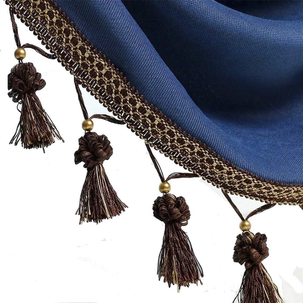 12 yards de ruban de boule tressé de garniture de frange de gland perlé 1pc(Beige)