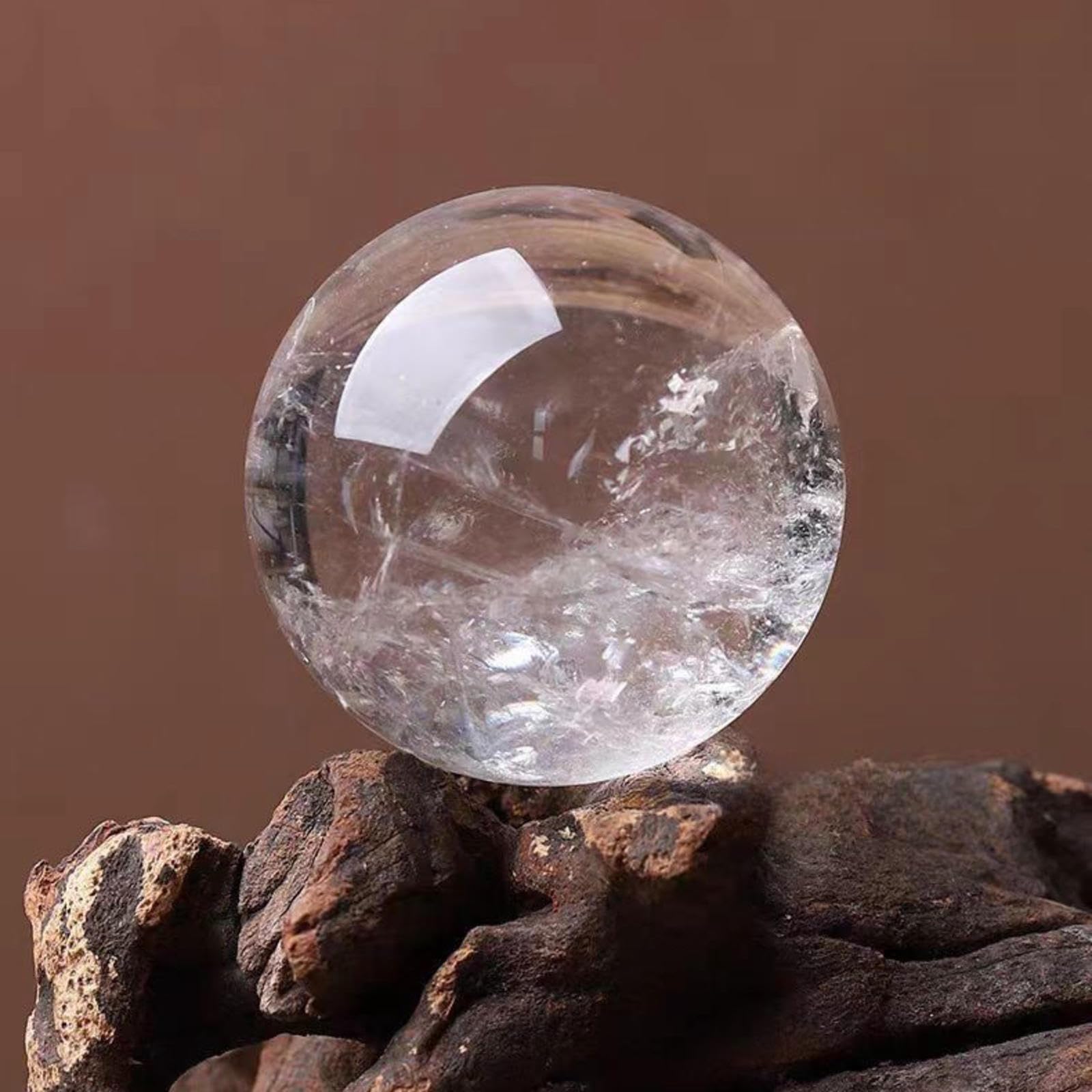 AARTERZZA White Crystal Ball Ornaments raw Stone Living Room Porch Office Home,B-60~70mm
