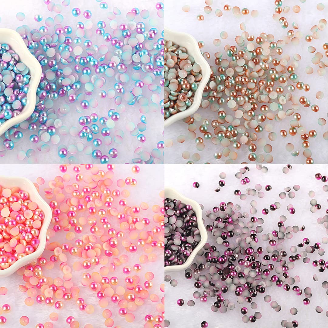 1000 Pz Mezza Perla Perline Per Perle Artigianali Flatback Abbellimento