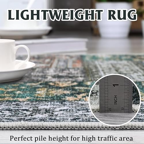 Miniatura 5 de IMINROME Alfombra lavable de 2 x 6 pulgadas, vintage, para pasillo, cocina, antideslizante, para dormitorio, lavandería, plegable, delgada, alfombra