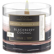 Candle-lite CLCo. Company Kokulu Mumlar, BlackBerry Konyak Kokusu, Bir 14 oz. 90 Saat Yanma S resine Sahip Tek Ah ap Fitil Aromaterapi Mum, Beyaz Renk