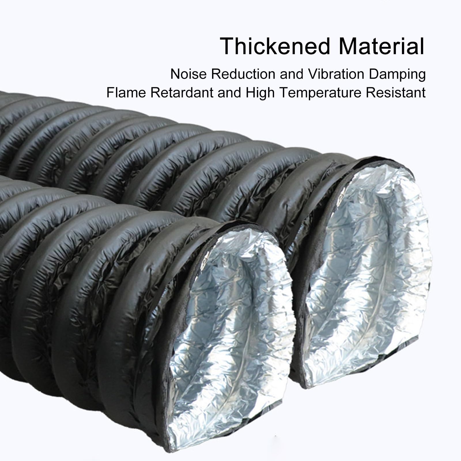 6m Flexibler Isolierter Abluftschlauch für Wäschetrockner, PVC-Aluminiumfolien Schlauch, Flammhemmender Lüftungsrohr Abluftkanal für Küche Dunstabzugshaube(100mm/4in)