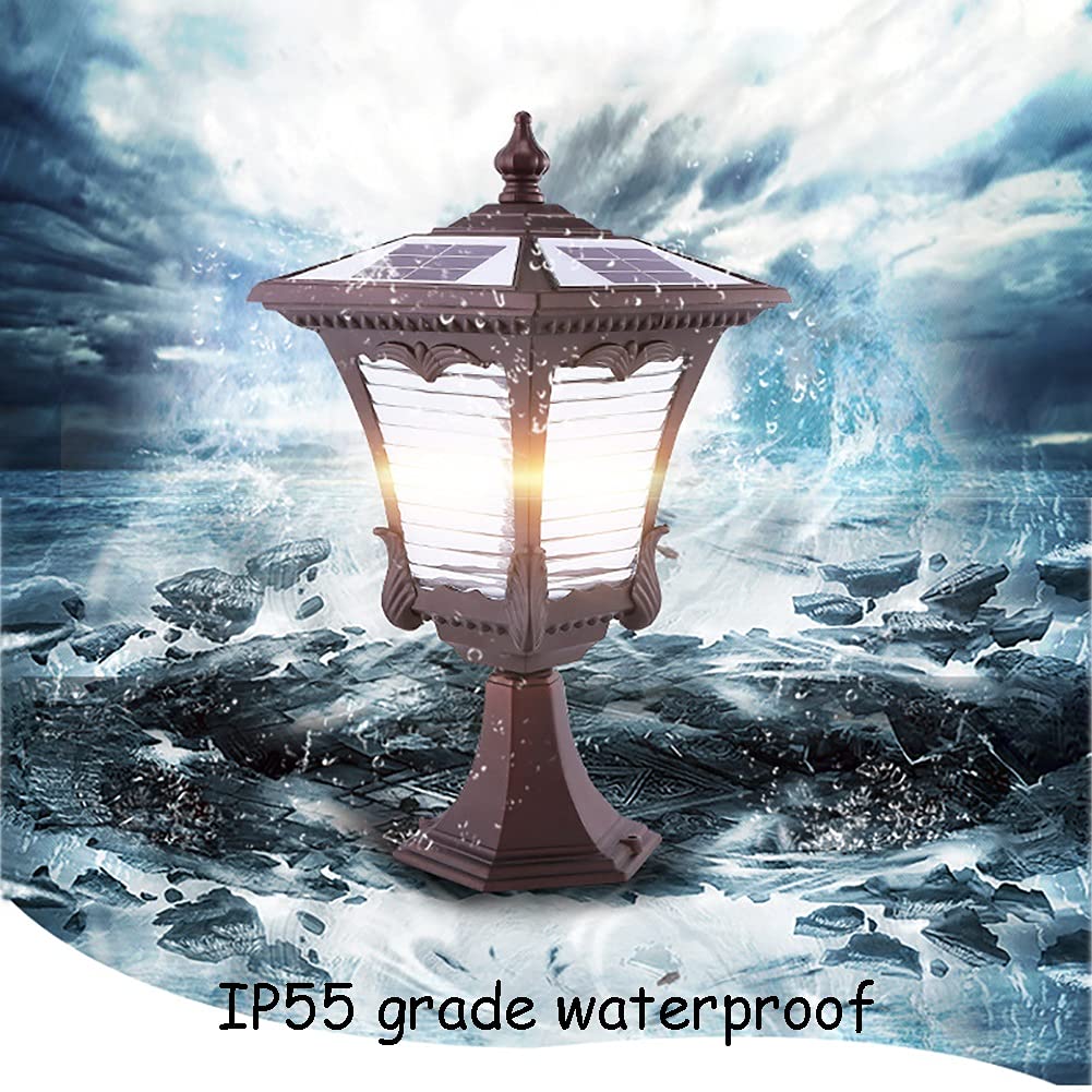 Światła słupkowe na zewnątrz, lampy ogrodowe, oświetlenie tarasu LED, solarne światła słupkowe na zewnątrz, lampa ogrodowa, ciepła biała lampa słupkowa, IP65, wodoodporna, nowoczesna latarnia słupkowa, do tarasu, ogrodzenia, willi, filar bramy