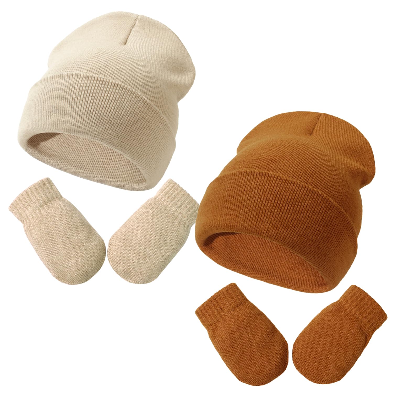 Baby Beanie Hat Gloves Set, Kids Winter Warm Knit Hat with glvoes,Toddler Soft Beanie for Little Boys Little Girls Children