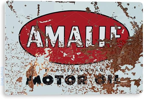 Tinworld Letrero de estaño Amalie Retro Rústico Petróleo Gas Metal Decoración Garaje Cueva Auto Shop A210