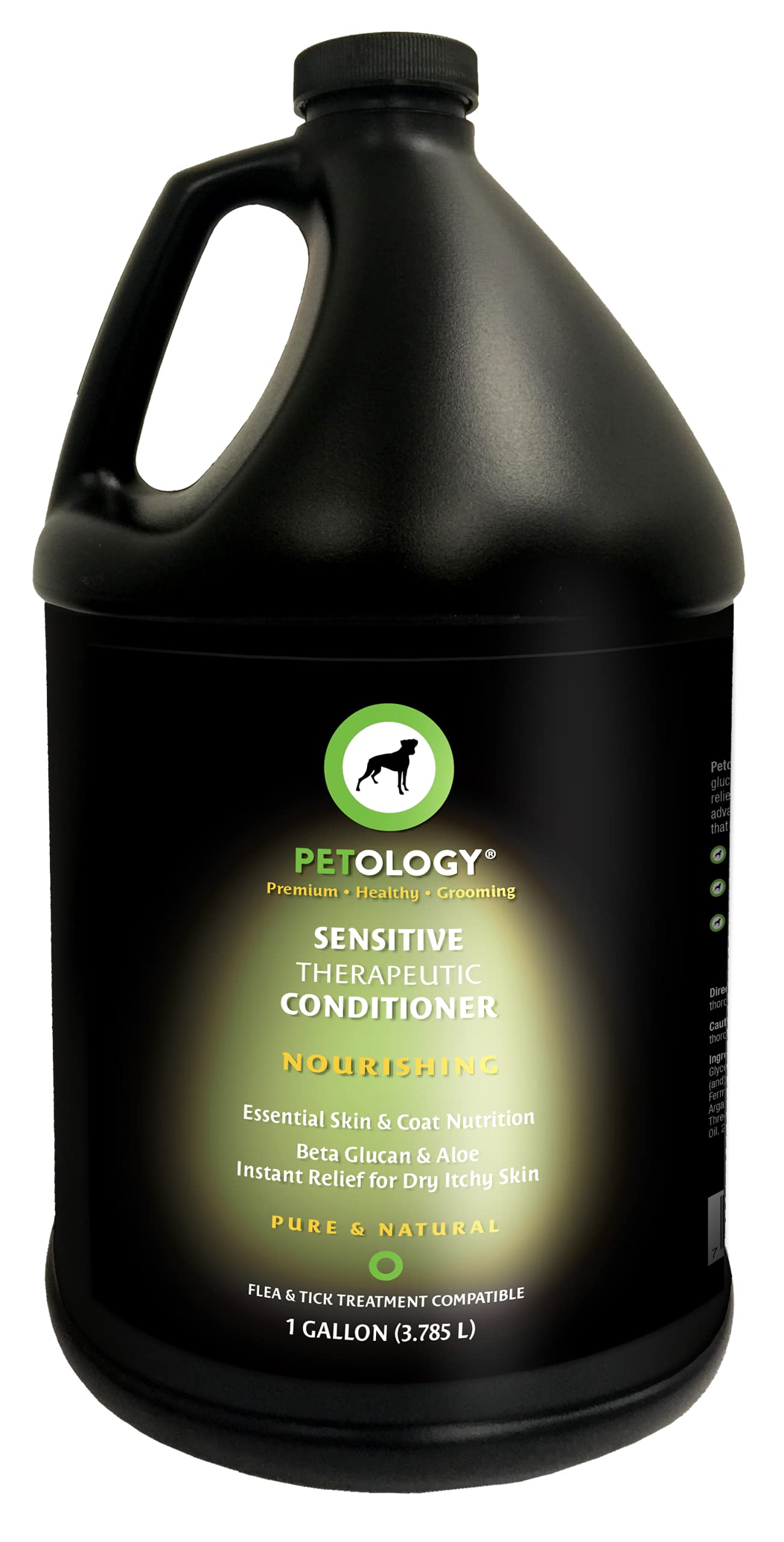 Petology Sensitive Therapeutic Dog Conditioner, Gallon - Natural, Gentle, Sulfate-Free, Infused with Beta Glucan, Aloe, and Colloidal Oatmeal, Helps Relieve Itching and Irritation, Bulk Refill 128 oz