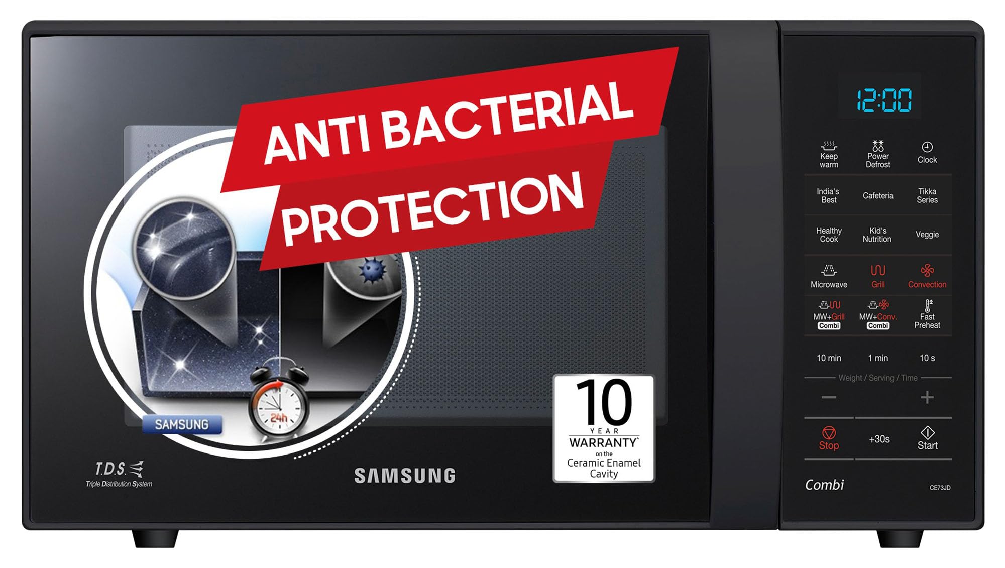 Samsung 21 L Convection Microwave Oven (CE73JD-B1/XTL, Black, Pre heat, Eco Mode, Power Defrost, Auto Cook, Wire Rack, 10 Year Warranty on Ceramic Enamel Cavity) (B09XBLS8XY) Amazon Price History, Amazon Price Tracker