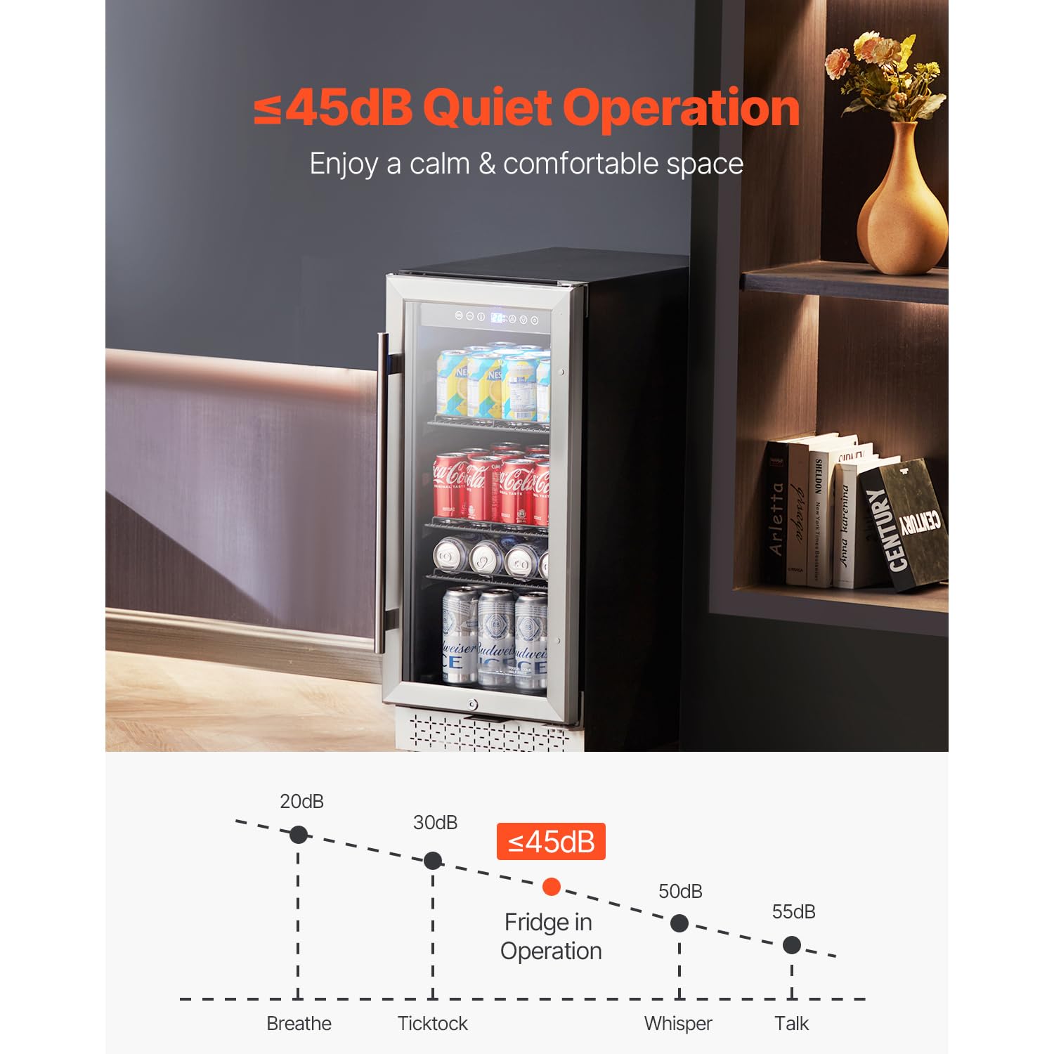 Happybuy 88 Can Beverage Refrigerator Cooler, Mini Fridge With Glass Door, Adjustable Shelves, Digital Temperature Control, Built-In Or Freestanding For Home, Office, Or Bar Use on Fridge.com - View 4