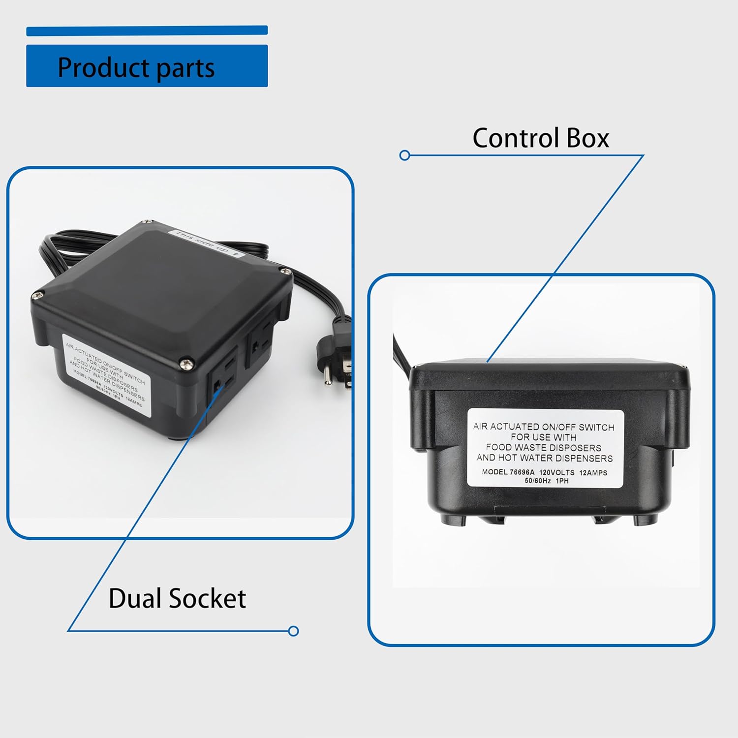 STS-OOSN Garbage Disposal Air Switch Kit,Sink Top Waste Disposer On/Off Switch Garbage Disposal Switch Button Power Module