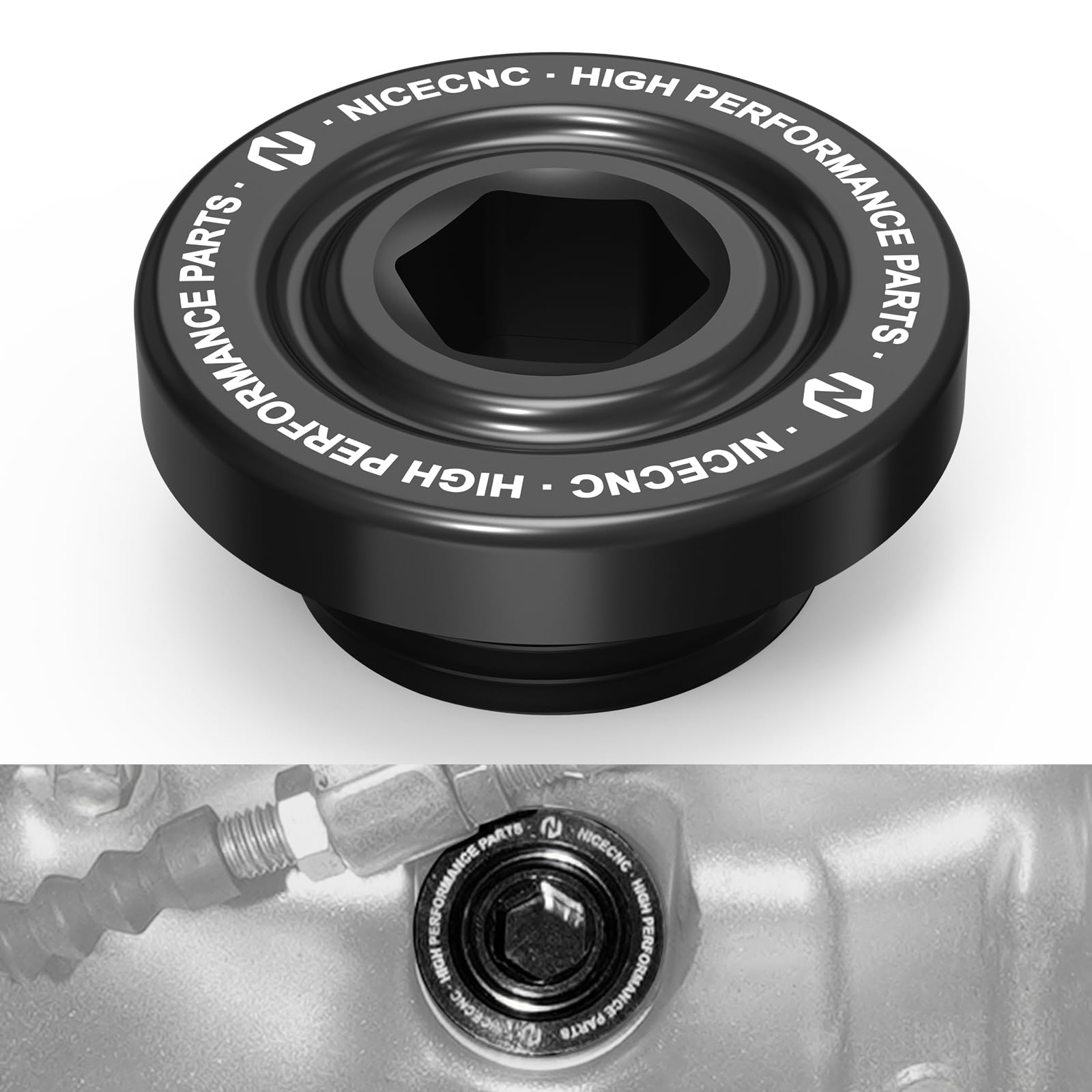 NICECNC Black Crankcase Oil Drain Plug O-Ring Compatible with Yamaha Raptor 700 2006-2023/ Raptor 700R 2009,2011-2023/ YFM700RSE 2013-2023 / Wolverine X4 2018-2020/ YZF R1 2004-2023