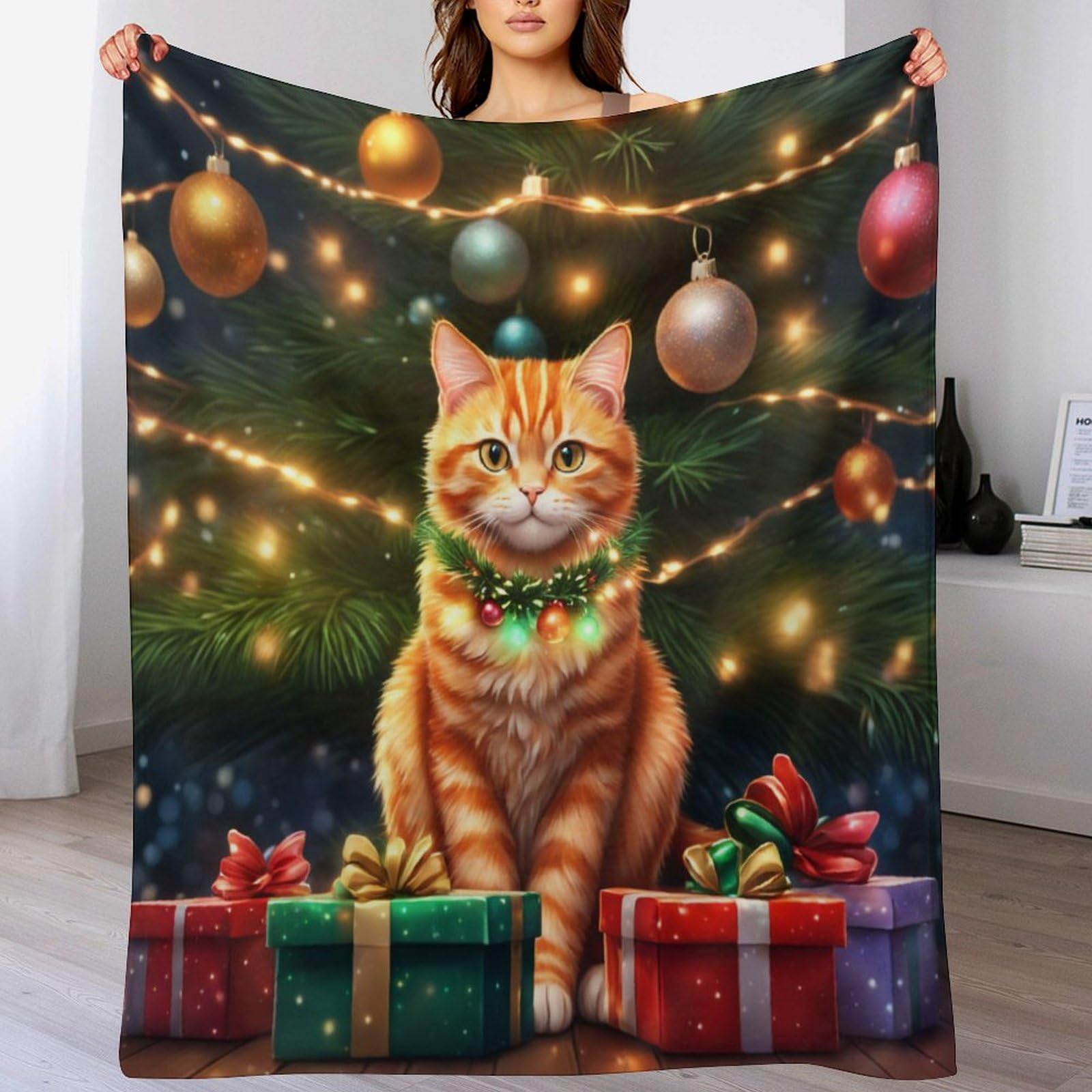 Couverture chat de Noël douce et chaude : offrez un nid de tendresse en polaire
