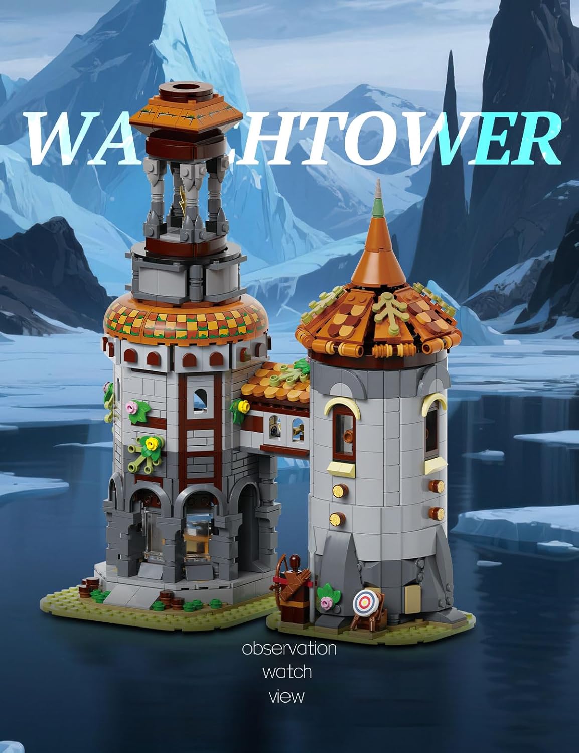 SEMKY City Series Medieval Watchtower Building Blocks Set, (1326+Pieces) Medieval House Model Gifts for Kid and Adult