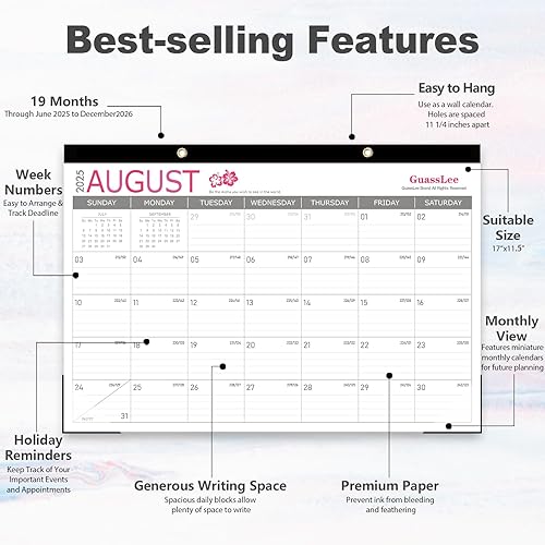 Miniatura 9 de GuassLee Calendario de escritorio 2026-2027 – Calendario mensual de 18 meses de enero de 2026 a junio de 2027, calendario de escritorio grande