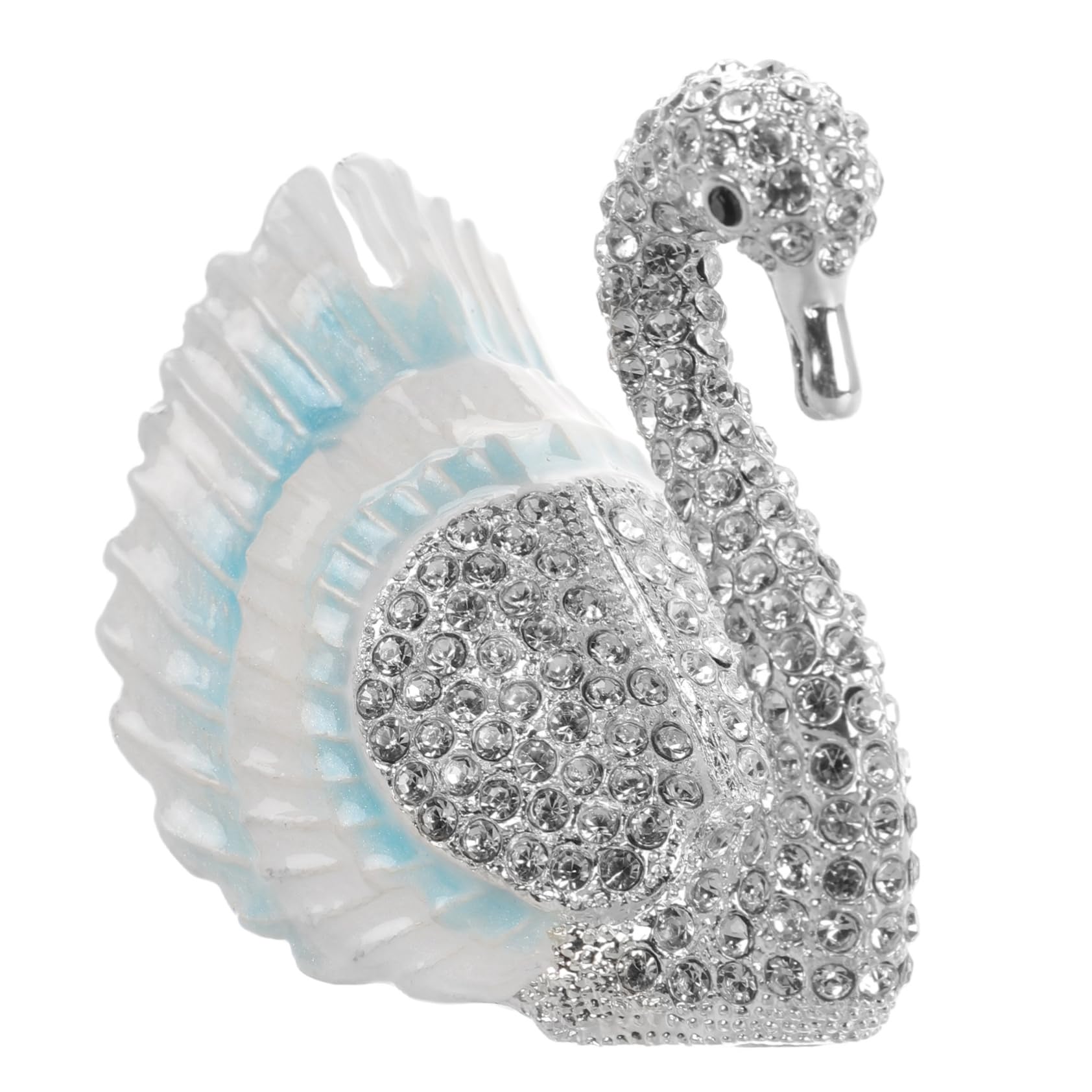 Boîte à bijoux cygne Veemoon en alliage bleu ciel à charnière