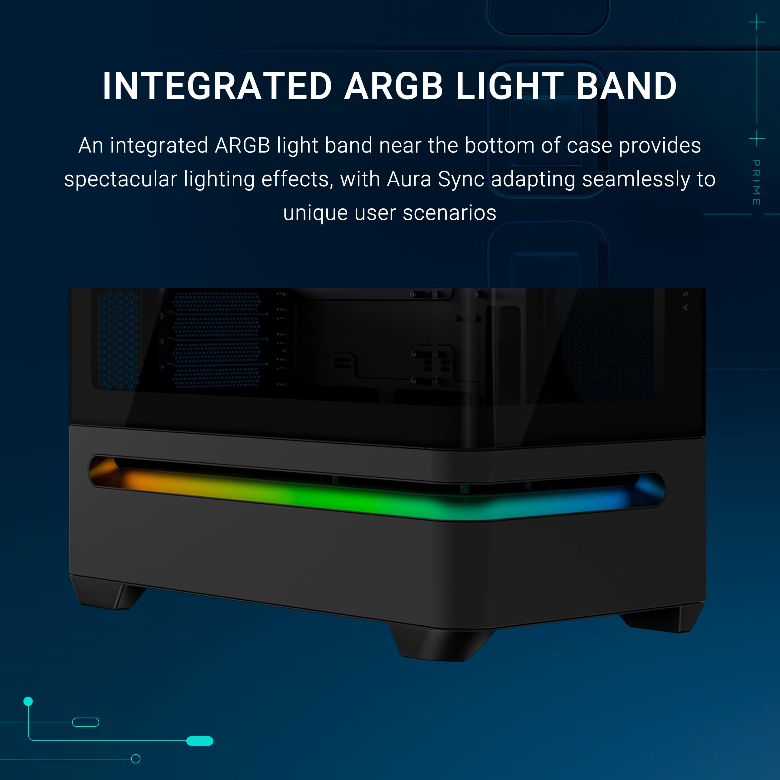 ASUS Prime AP202 ARGB (Noir) – Boîtier PC mATX (Verre incurvé trempé, Prend en Charge Les Cartes Graphiques jusqu'à 420 mm, radiateurs de 360 ​​mm de Long, 3 Ventilateurs ARGB intégrés)