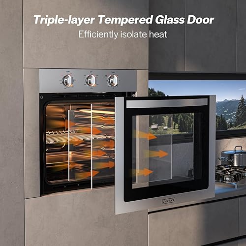 Miniatura 7 de Empava Horno eléctrico de 24 pulgadas de acero inoxidable de 2.5 pies cúbicos integrado con funciones básicas de horneado para asar, control de