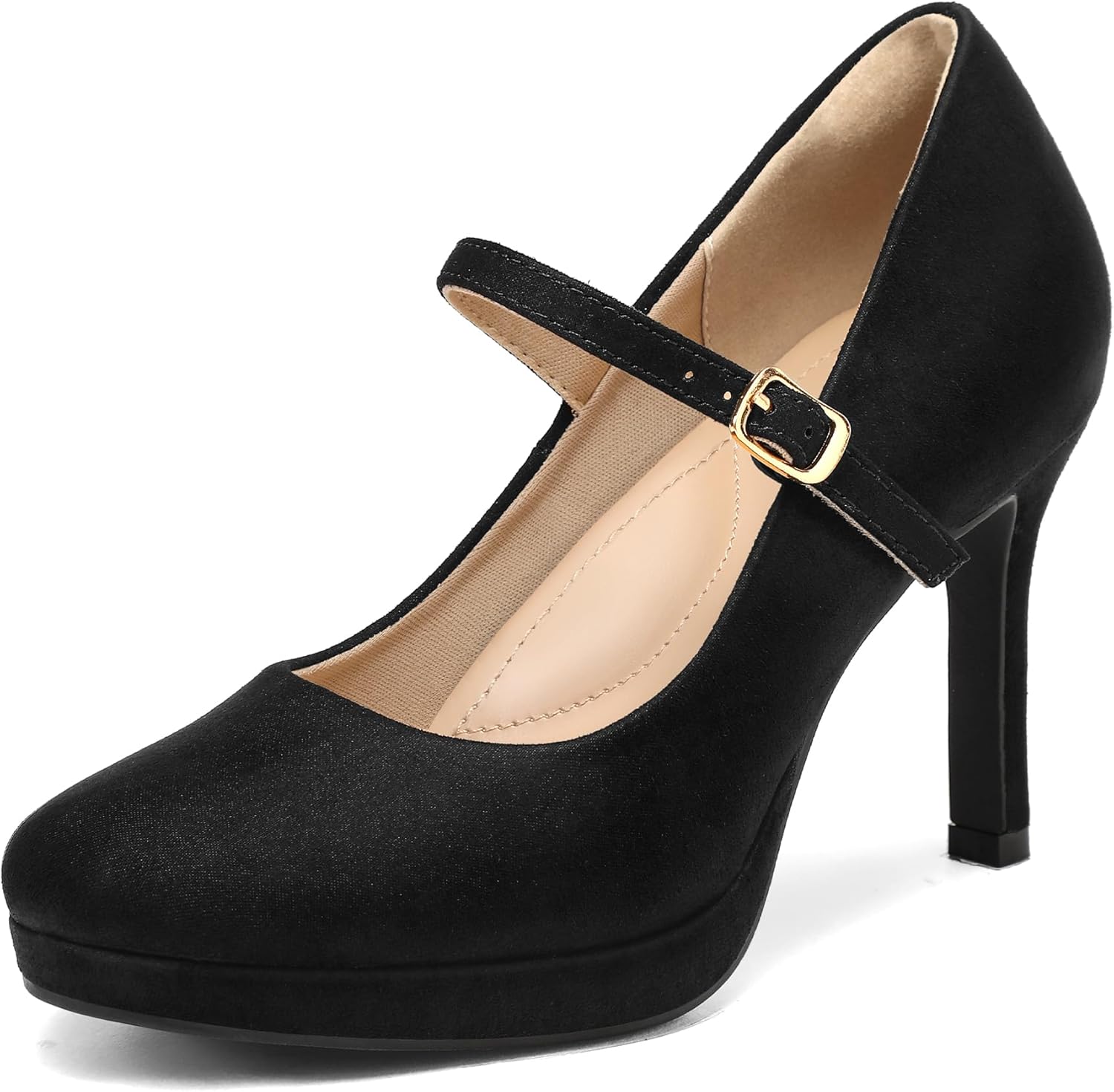 mysoft Women's Pumps Closed Toe Mary Jane Pumps Round Toe Platform High Heel Dress Shoes