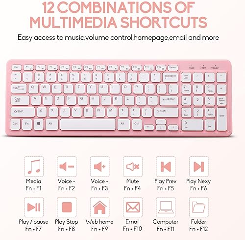 Miniatura 5 de Combo de teclado y mouse inalámbricos, juego de teclado y mouse inalámbricos compacto y silencioso, 2.4 G, diseño ultrafino y elegante para Windows,