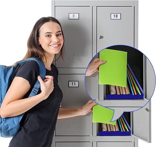 Miniatura 5 de Alfombra escolar de chenilla, 100% microfibra, con parte trasera antideslizante para decoración de casillero (azul, 10 x 10 pulgadas)