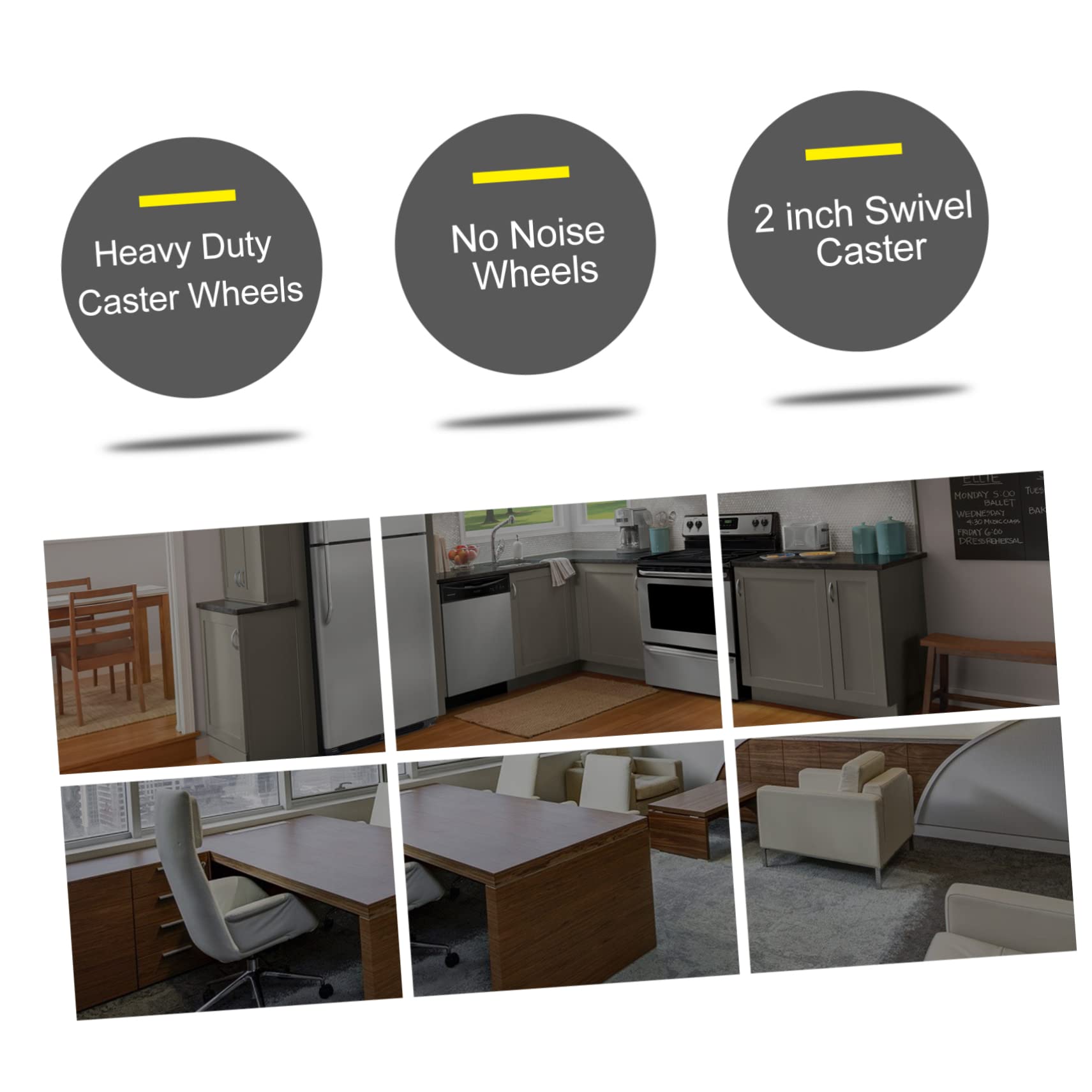 MUCKLILY 4pcs Wheel Heavy Duty Casters Double Locking Casters Heavy Duty Castors Furniture Casters Noiseless Industrial Casters Swivel Casters for Furniture Cart Swivel Casters PVC