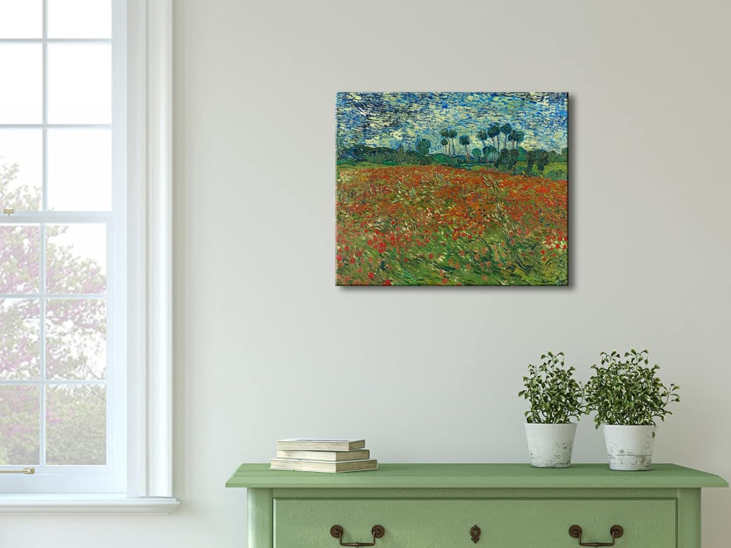 Wieco Art Large Poppy Field June 1890 Canvas Print of Vincent Van Gogh Wall Art Paintings Reproduction Field Pictures Artwork for Wall Decor and Home Decorations