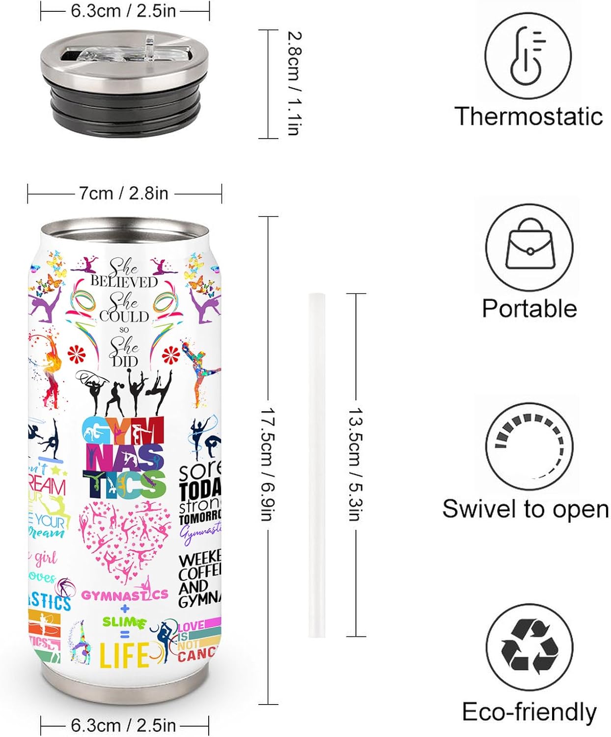 Gymnastics Tumbler Cup With Lid,Gifts For Gymnast Gymnastic Birthday Gift Stainless Steel Vacuum Coffee Mug Cup Gymnastic Gifts For Women Girls 17 Oz - Image 3