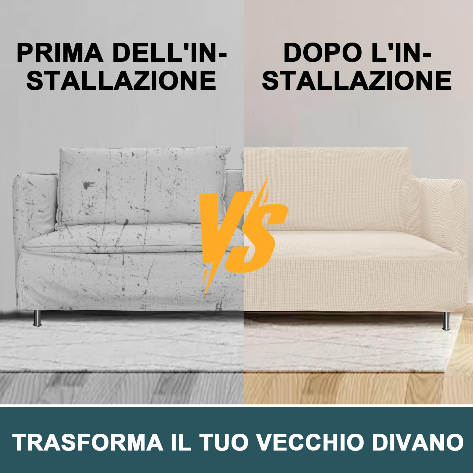 BellaHills Copri Divano 2 Posti con Braccioli(140-172cm), Copridivano Antigraffio Gatto, Copridivani Elasticizzato, Fodera Divano Antimacchia Lavabile Antiscivolo, Naturale