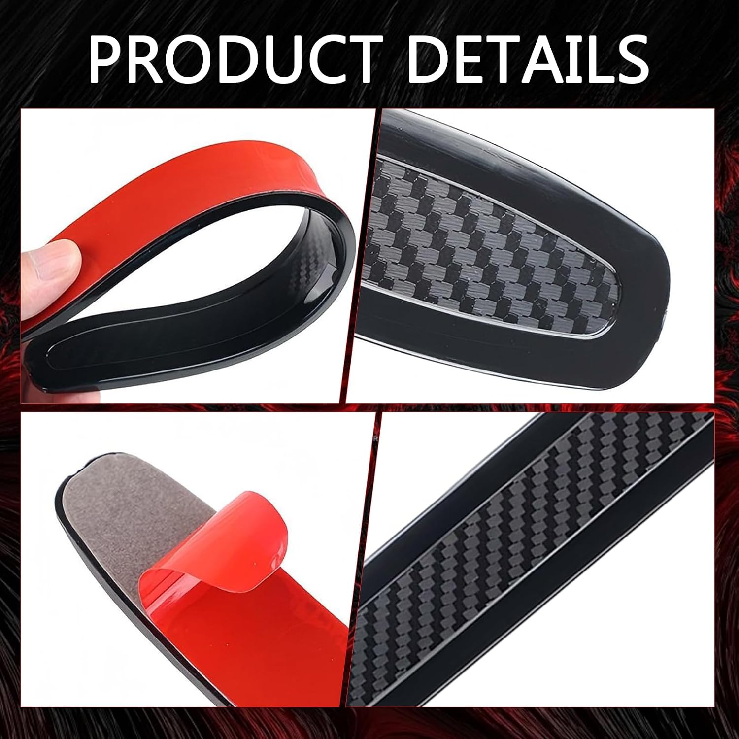 4 PCS Carbon Fiber Car Bumper Guard Strip, Car Body Anti-Collision Strips, Universal Front&Rear Bumper Trim for Cars SUV Pickup Truck