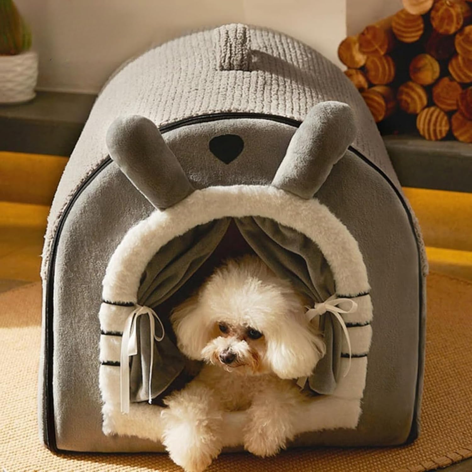 ペットベッド ドーム型 ペットハウス 2way 犬猫用 ふわふわ クッション付き 犬小屋 屋根付き 保温 猫 テント おしゃれ 室内