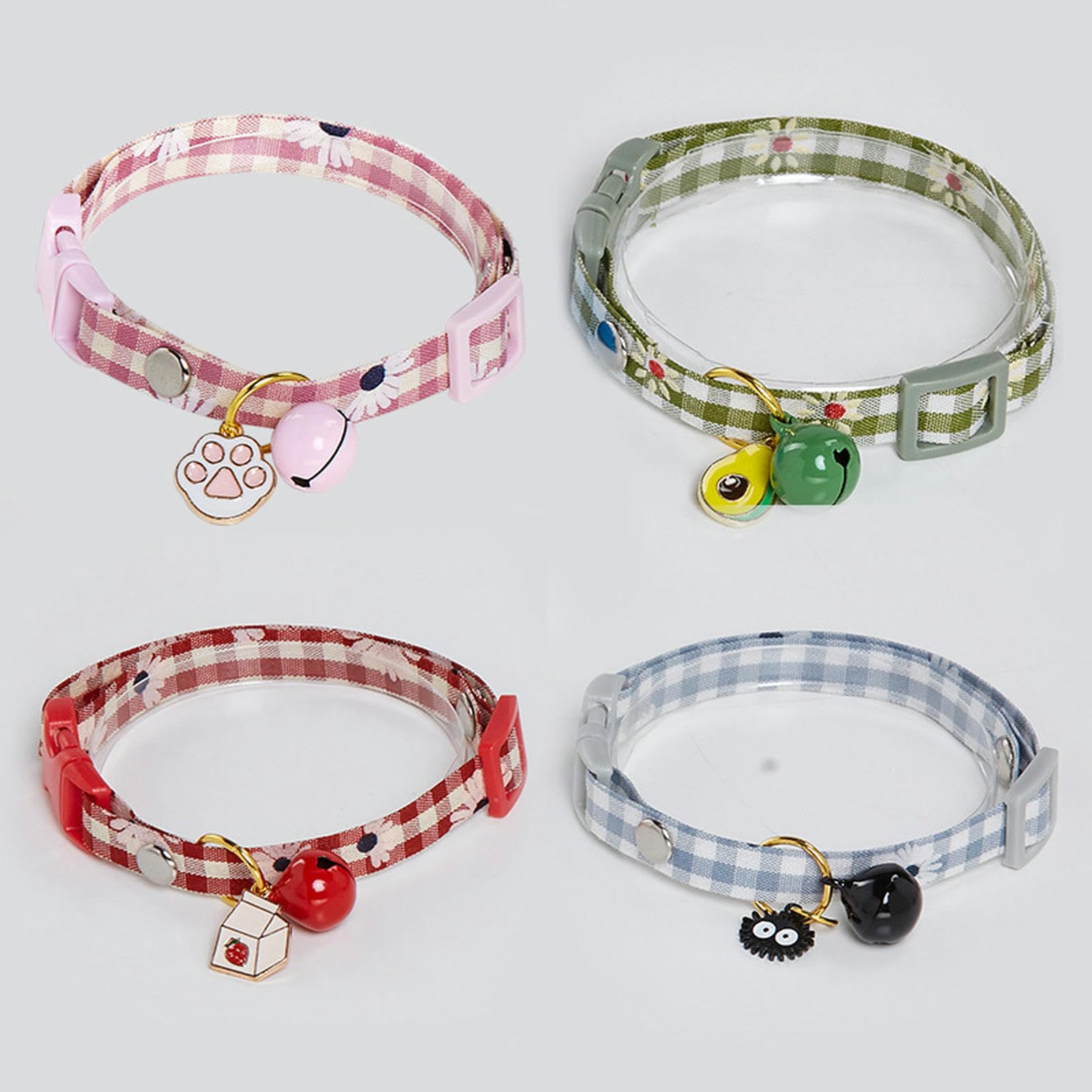Hundehalsband, Katzenhalsband, Katzenhalsband, niedliche Glöckchen-Cartoon-Halskette, verstellbares Halsband, Avocado-Anhänger, kariertes Katzenhalsband, Katzenwelpe, Haustier, Katzenzubehör ( Color :