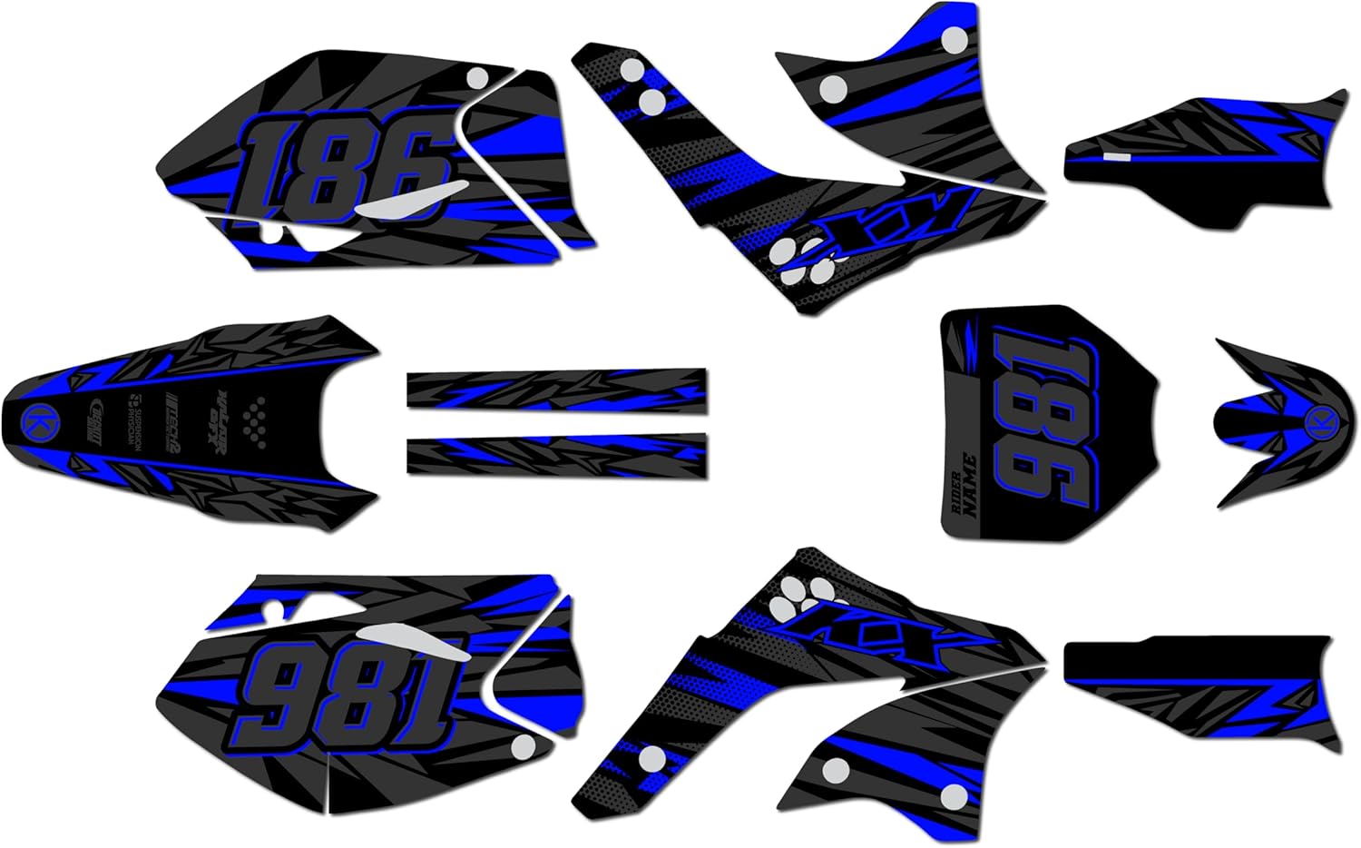 Graphics Kit for Kawasaki KX450F (2006-2008) TWITCH Series Purple 09 Mil - Dirt pit bike motorcycle stickers, dirtbike racing automotive decal motocross accessories no-plastics