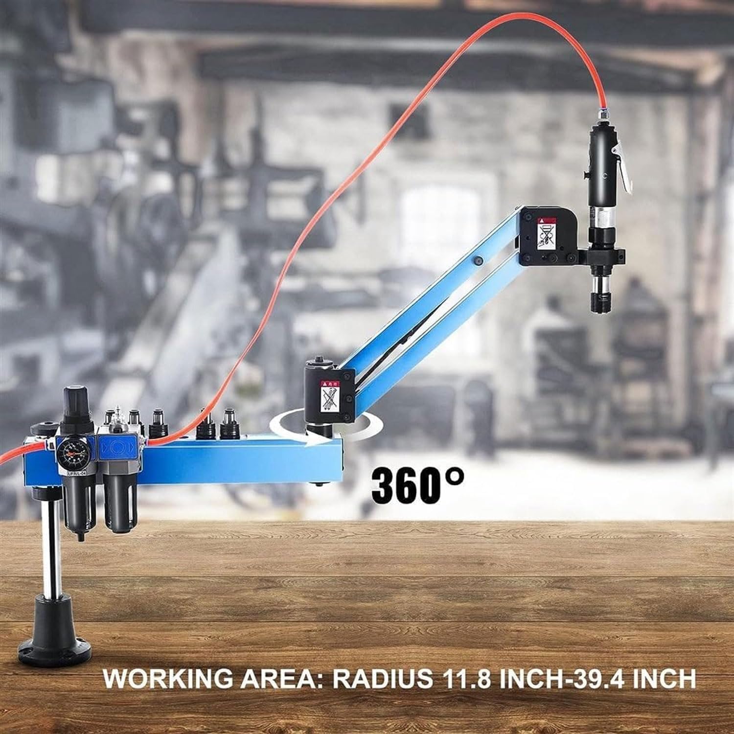 Maschiatrice Pneumatica Universale, Maschiatrice per Dadi con Braccio Flessibile Ad Angolo di 360° con Pinze per Maschi M3-M12, Utensile Verticale per Acciaio, Ferro, Rame, Alluminio, Plastica