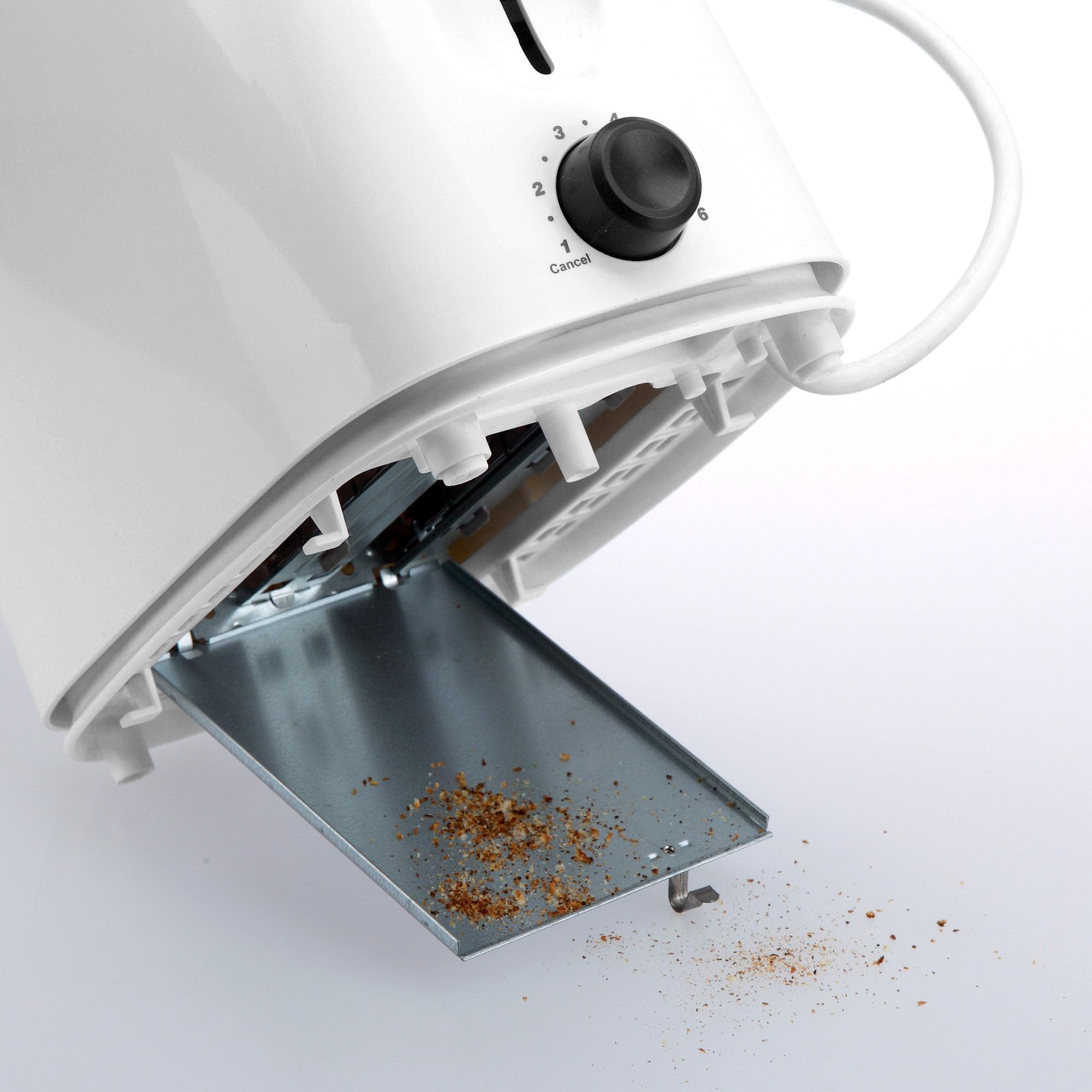 Jata TT331 Tostadora con Tapa, Dos Ranuras Extra Anchas, Con selector electrónico de tostado, 6 posiciones, Cuerpo toque frío, Bandeja recogemigas, Centrado automático del pan, 750 W, Blanco