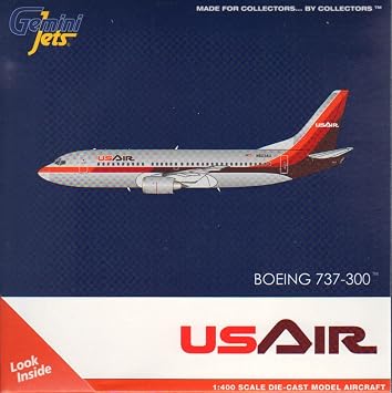 GeminiJets GJUSA372 Boeing 737-300 USAir 1980s Polished Livery N523AU Scale 1400 GEMGJ0372 1400 Gemini Jets US Air B737-300 Reg #N523AU pre-Paintedpre-Built