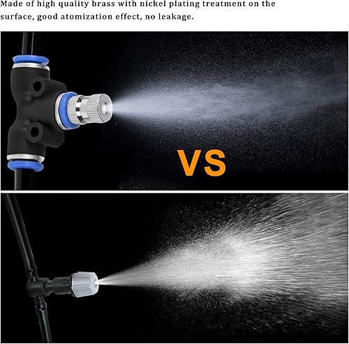 Miniatura 6 de 20 boquillas de latón Mister, boquillas de nebulización de 0.236 in para sistema de refrigeración al aire libre, paisajismo, humidificación de aire,