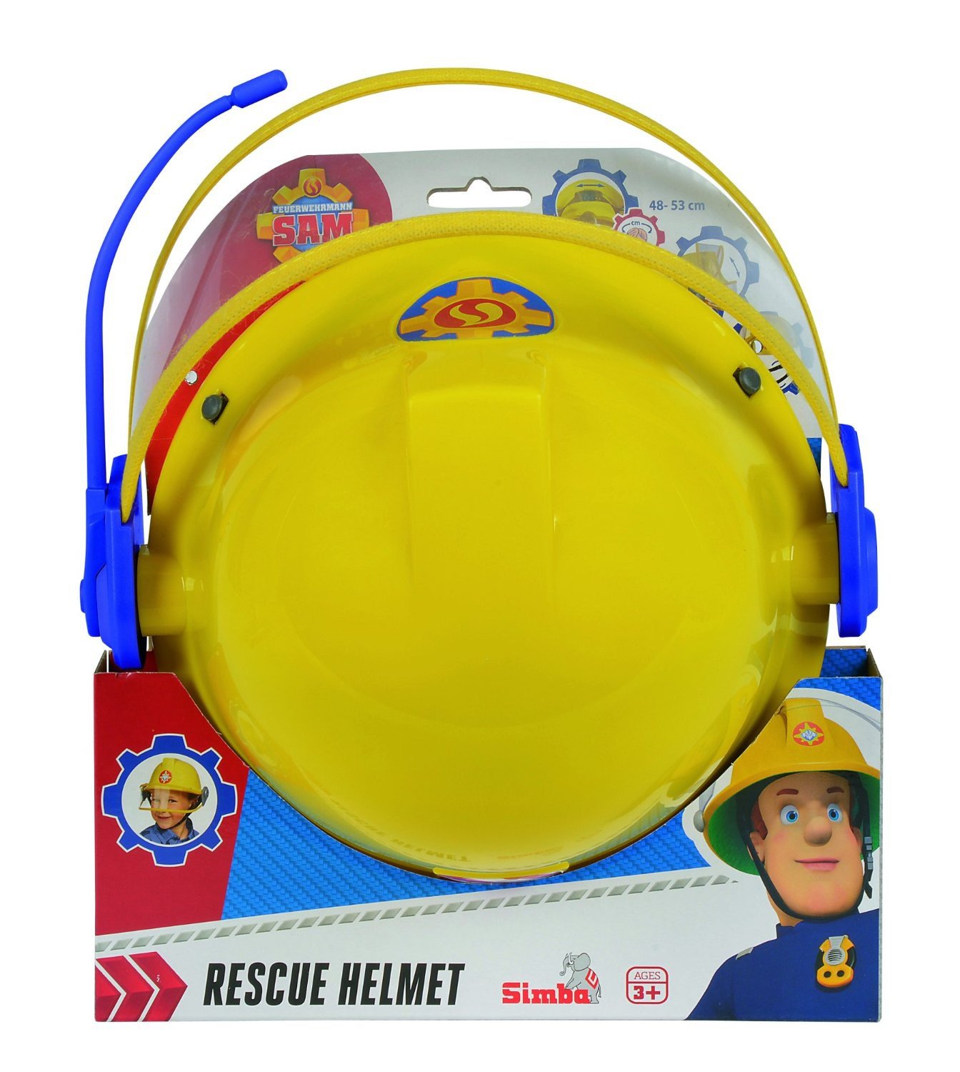 Simba 109258698 – kask strażaka Sam, kask strażacki, żółty, z mikrofonem, możliwość regulacji rozmiaru, śr.: 48-53 cm, dla dzieci od 3 lat
