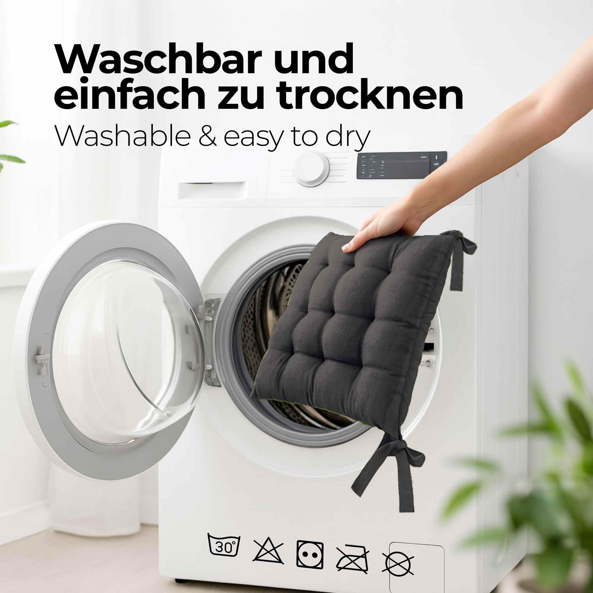 etérea Basic Sitzkissen 40x40 cm 8er Set mit Bändern Anthrazit