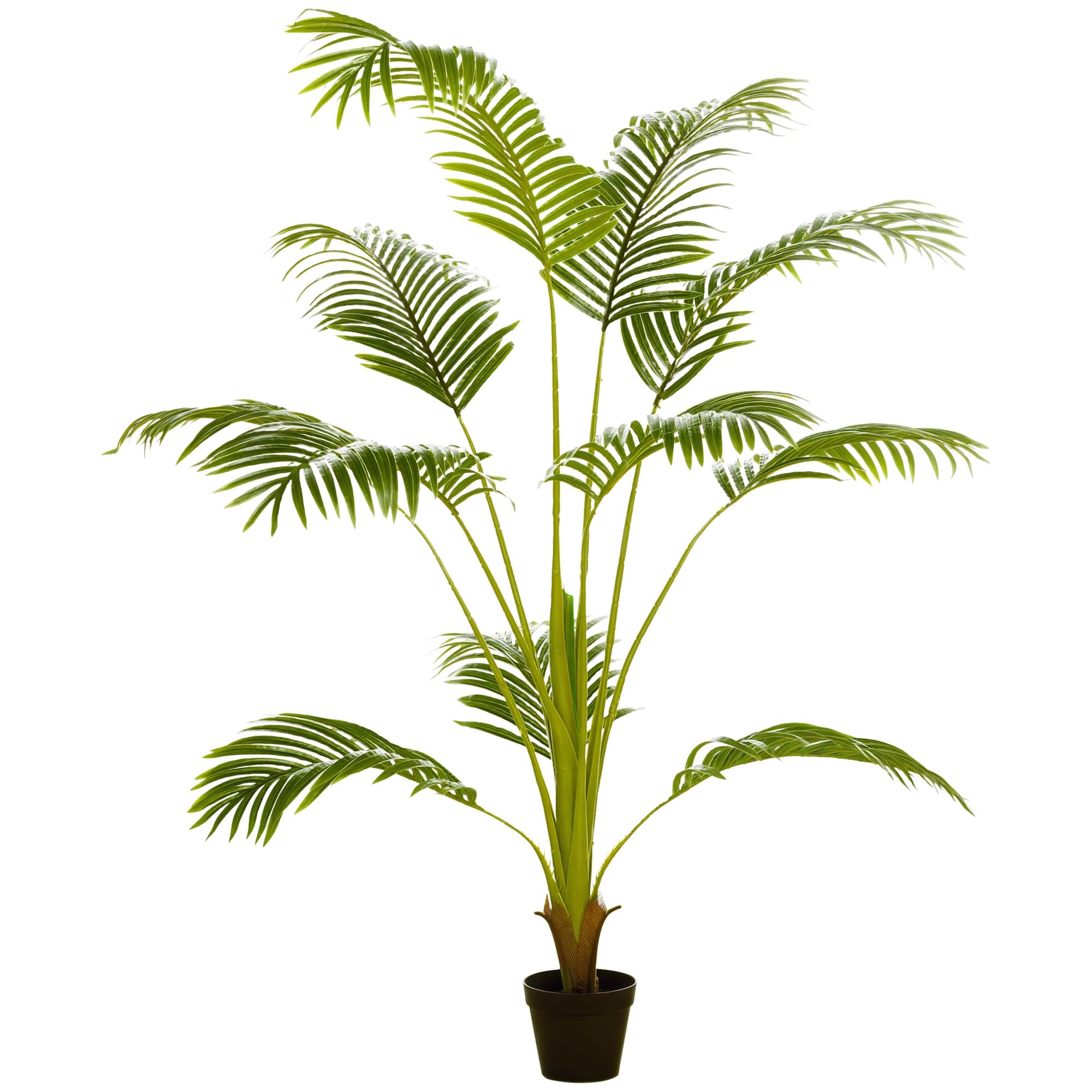 HOMCOM Palmera Areca Artificial 170 cm Árbol Artificial con 11 Hojas Realistas y Maceta de Plástico Decoración para Interior Salón Oficina Balcón Ø15x170 cm Verde