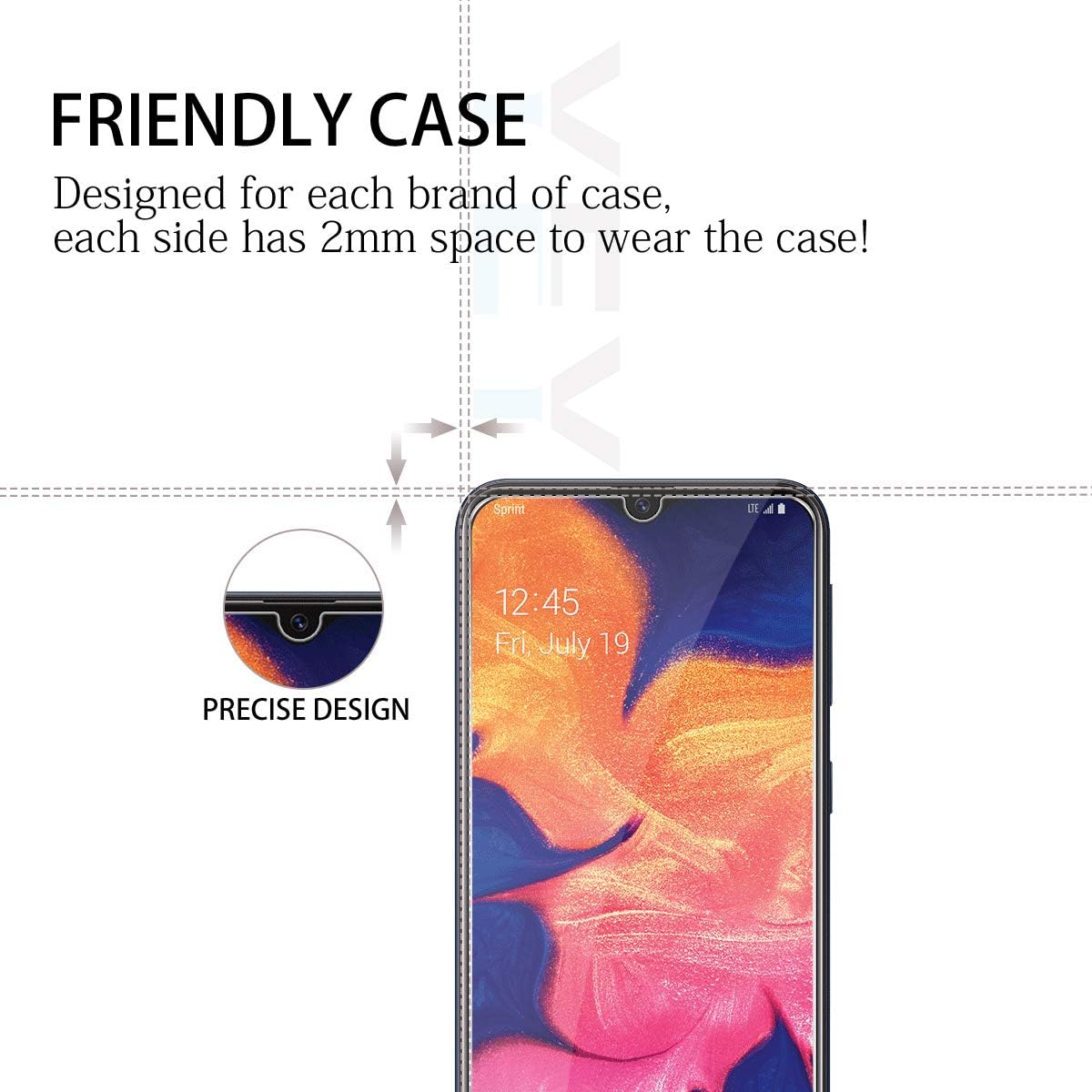 Galaxy A10e Screen Protector By YEYEBF, [2 Pack] HD-Clear Tempered Glass Screen Protector [Case-Friendly][Bubble-Free][3D Glass][9H Hardness] Screen Protector Glass For Samsung Galaxy A10e