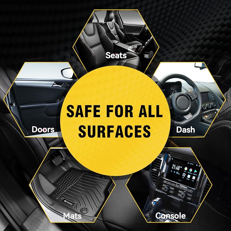 Car Interior Cleaner & Protectant Spray for Car, 3-in-1 Formula for Dashboard, Leather, Vinyl, Plastic & Glass, Streak-Free, UV Shield, pH Neutral & Long-Lasting Shine | 16.9oz +Towel + Sponge