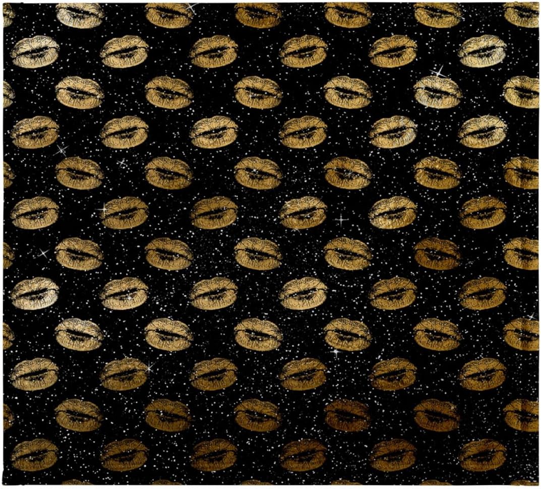 3dRose Glam Image of Gold Lips Kiss Pattern On A Black Background 22x30 Bath Hand Pool Towel