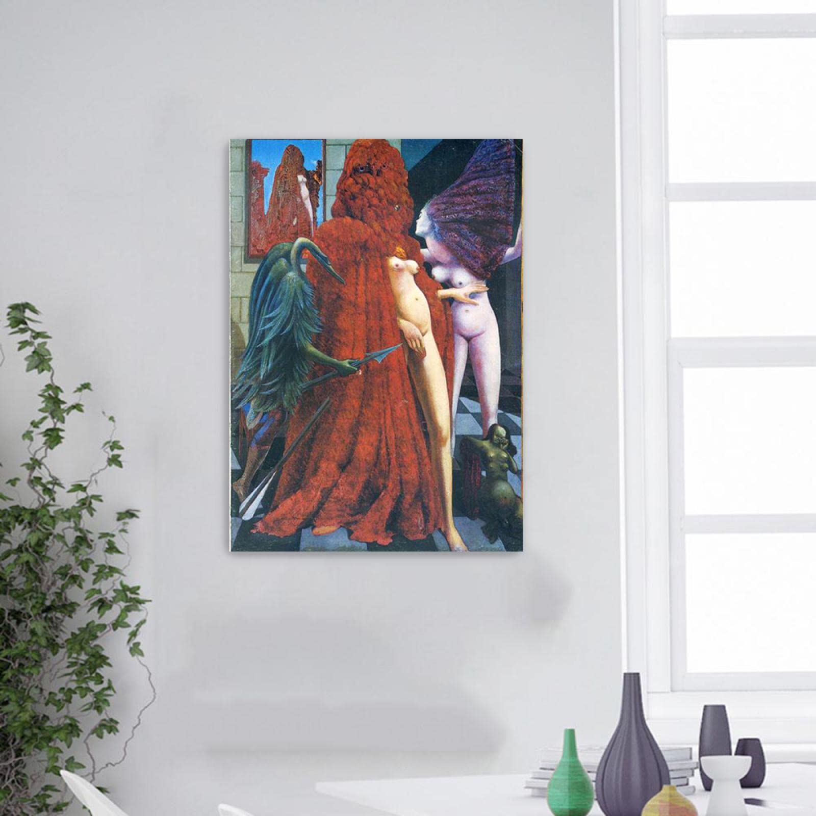 Słynne płótno sztuka ścienna oprawione - Max Ernst obrazy olejne na płótnie - 'The Robing of the Bride'Reproductions Giclee wydruki na płótnie - plakat gotowy do powieszenia obrazy 90 x 135 (89 x 135 cm)