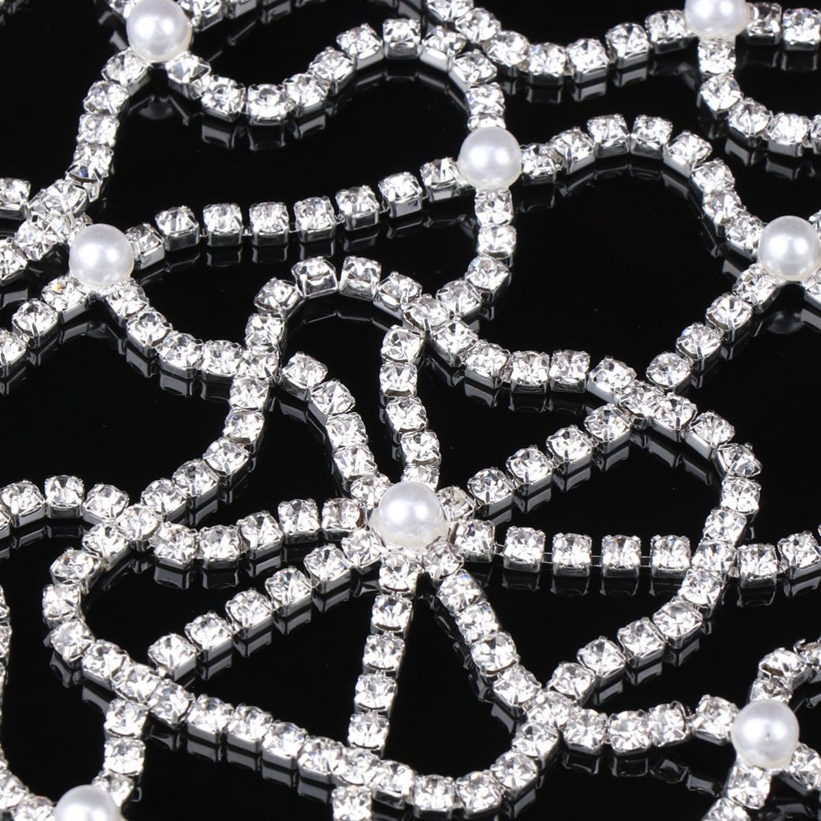 Rhinestone Headdress Elegant White Forehead Chain for Women Adults