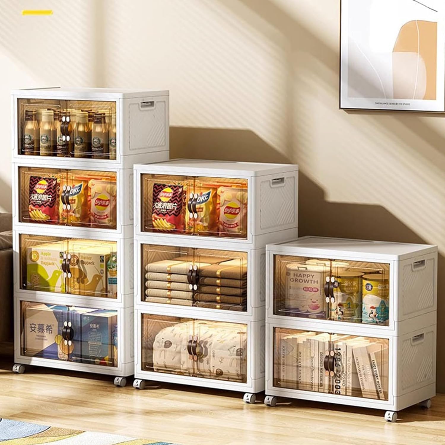 MECOLOR 11.7Gal Storage Bins with Lids clothes bin Trunk Car Organizer with Lids and Doors,Closet Organizers and Storage,Family essentials (3 Pack)