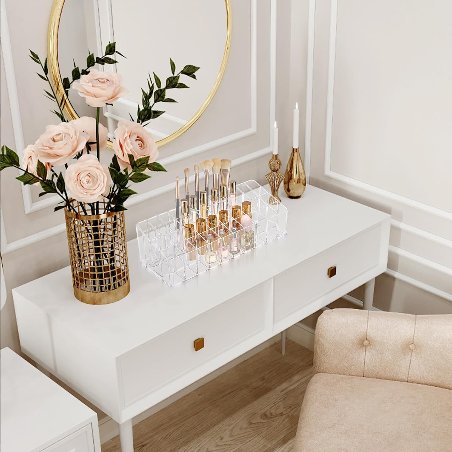 Rollerball Perfume Organizer, 44 Spaces Clear Acrylic Perfume