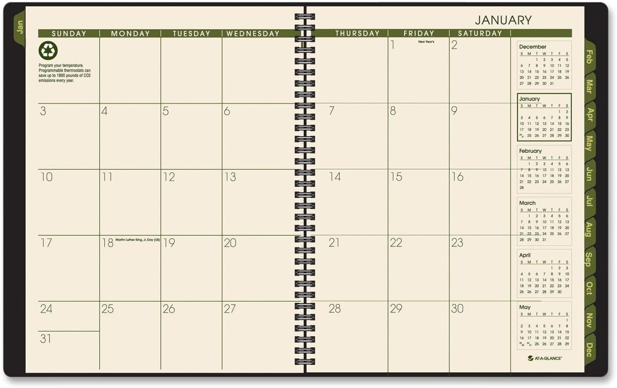 AT-A-GLANCE Recycled Weekly/Monthly Appointment Book, 8 x 11 Inches, Black, 2012 (70-950G-05)