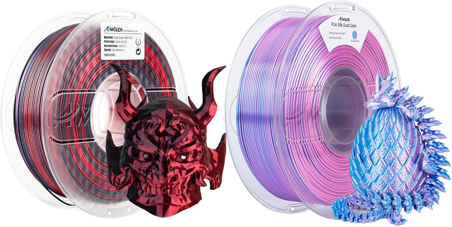 AMOLEN Silk PLA 3D Printer Filament Bundle